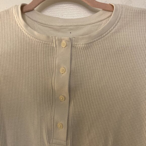 Everlane The Waffle Henley Top (Bone, Small) - Picture 4 of 4